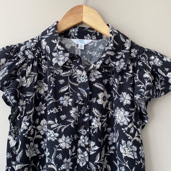 Time and Tru Flutter Sleeve Cotton Blend Dress - Picture 9 of 12